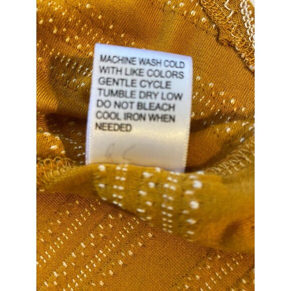 Sol + Luna Womens 1X Top Mustard Yellow Striped Peasant Blouse Bell Sleeves - Picture 9 of 9